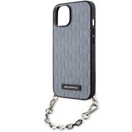 Karl Lagerfeld Saffiano Monogram Chain dėklas iPhone 14 - sidabrinis