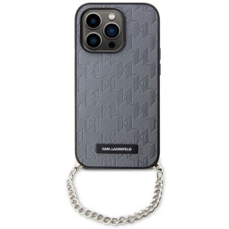 Karl Lagerfeld Saffiano Monogram Chain dėklas iPhone 14 Pro Max - sidabrinis