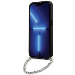 Karl Lagerfeld Saffiano Monogram Chain dėklas iPhone 14 Pro Max - sidabrinis