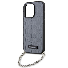 Karl Lagerfeld Saffiano Monogram Chain dėklas iPhone 14 Pro Max - sidabrinis