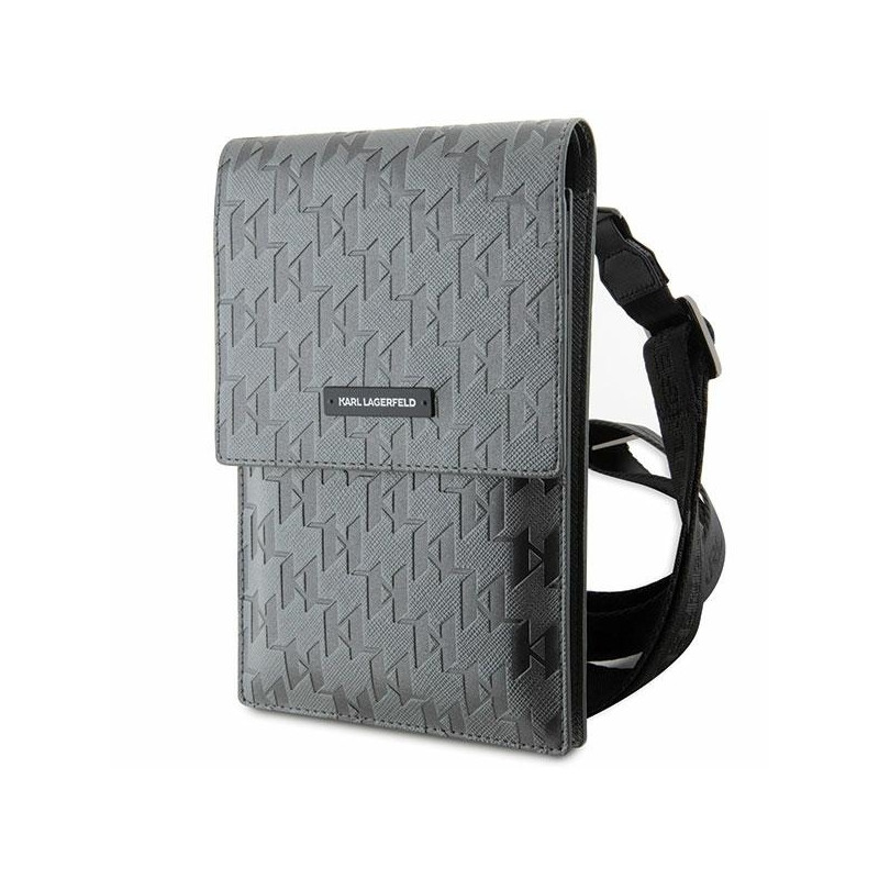 Karl Lagerfeld Saffiano Mongram Plaque rankinė – sidabrinė