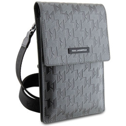 Karl Lagerfeld Saffiano Mongram Plaque rankinė – sidabrinė