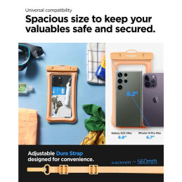 Spigen Aqua Shield A610 vandeniui atsparus dėklas, plūduriuojantis ant vandens - oranžinis