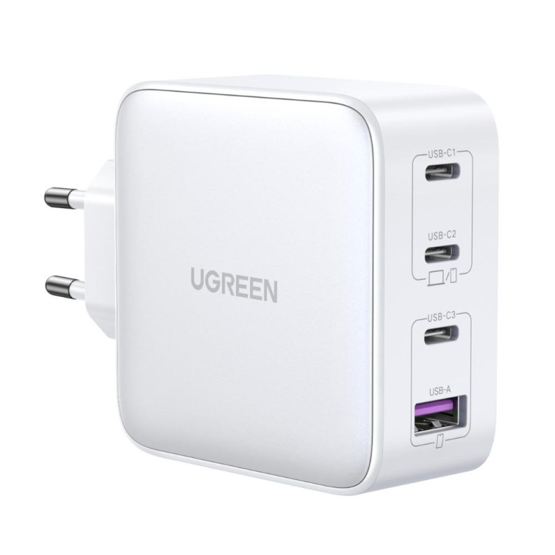 GaN greitas įkroviklis 3xUSB C / USB 100W PPS Ugreen CD226 - baltas