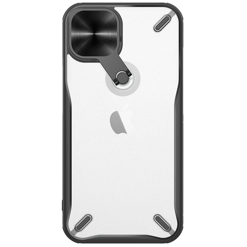 Nillkin Cyclops Case tvirtas dėklas su fotoaparato dangteliu ir sulankstomu stovu iPhone 13 juodai