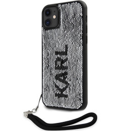 Karl Lagerfeld Sequins Cord dėklas iPhone 11 / Xr - sidabrinis