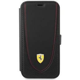 Ferrari Leather Curved Line dėklas, skirtas iPhone 13 Pro - juodas