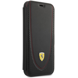 Ferrari Leather Curved Line dėklas, skirtas iPhone 13 Pro - juodas