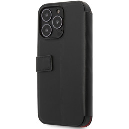 Ferrari Leather Curved Line dėklas, skirtas iPhone 13 Pro - juodas