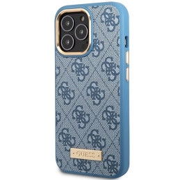 Guess 4G Logo Plate MagSafe dėklas, skirtas iPhone 14 Pro Max - mėlynas