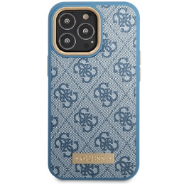 Guess 4G Logo Plate MagSafe dėklas, skirtas iPhone 14 Pro Max - mėlynas