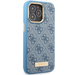 Guess 4G Logo Plate MagSafe dėklas, skirtas iPhone 14 Pro Max - mėlynas