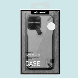 Nillkin Cyclops Case tvirtas dėklas su fotoaparato dangteliu ir sulankstomu stovu iPhone 13 Pro juodas