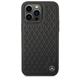 Mercedes Leather Stars Pattern dėklas, skirtas iPhone 14 Pro Max - juodas
