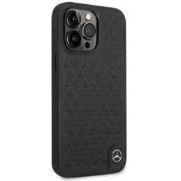Mercedes Leather Stars Pattern dėklas, skirtas iPhone 14 Pro Max - juodas