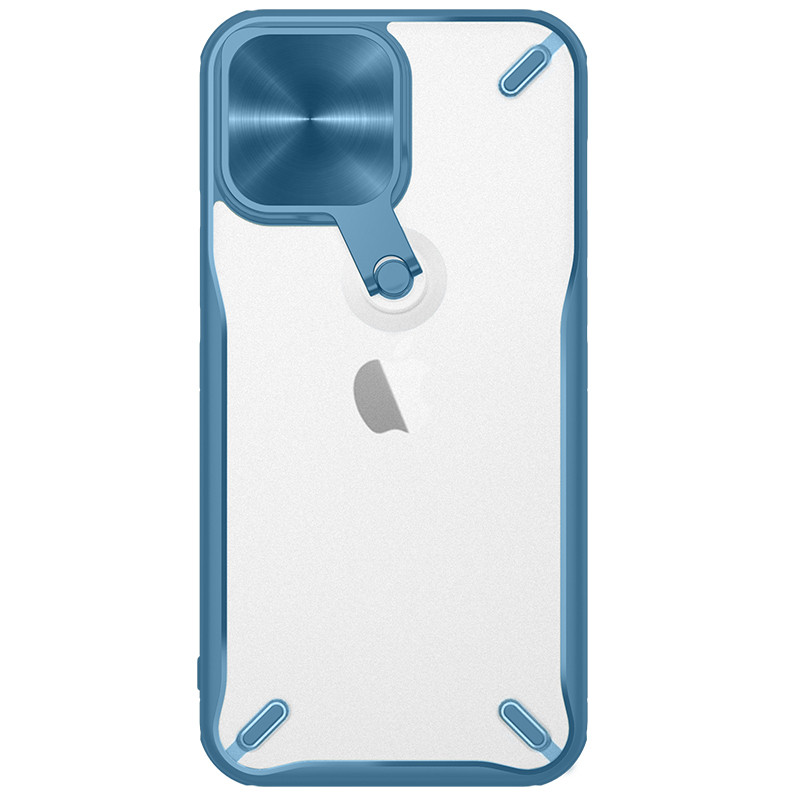 Nillkin Cyclops Case patvarus dėklas su fotoaparato dangteliu ir sulankstomu stovu iPhone 13 Pro mėlynai