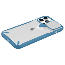 Nillkin Cyclops Case patvarus dėklas su fotoaparato dangteliu ir sulankstomu stovu iPhone 13 Pro mėlynai
