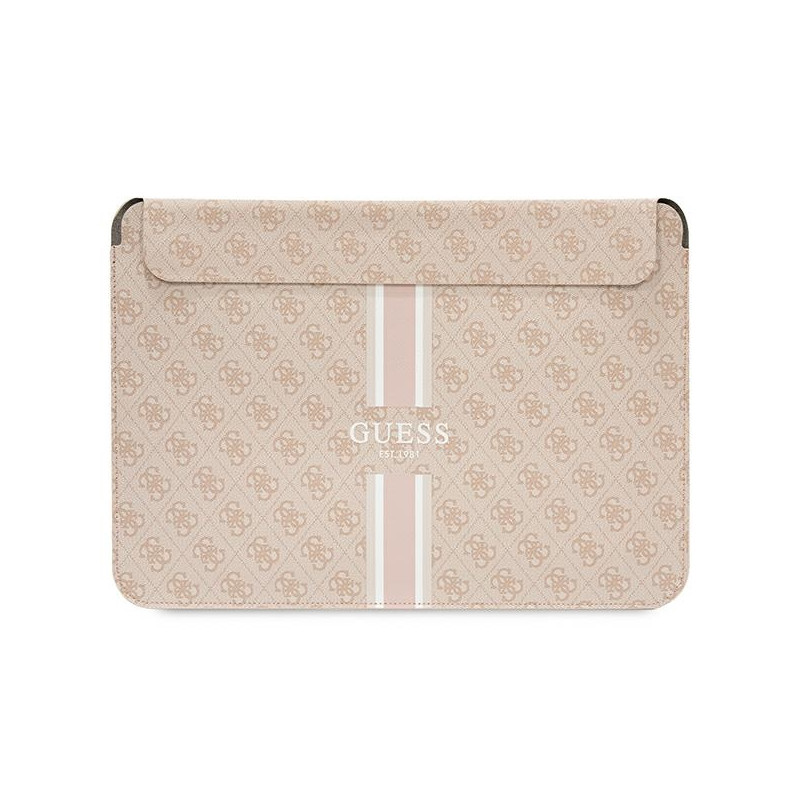Guess 4G Printed Stripes dėklas 14" nešiojamam kompiuteriui – rožinis