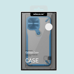 Nillkin Cyclops Case patvarus dėklas su fotoaparato dangteliu ir sulankstomu stovu iPhone 13 Pro mėlynai
