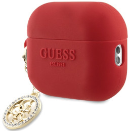 Guess 3D Rubber 4G Diamond Charm dėklas, skirtas AirPods Pro 2 – raudonas