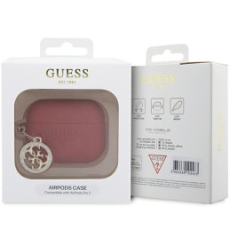 Guess 3D Rubber 4G Diamond Charm dėklas, skirtas AirPods Pro 2 – raudonas