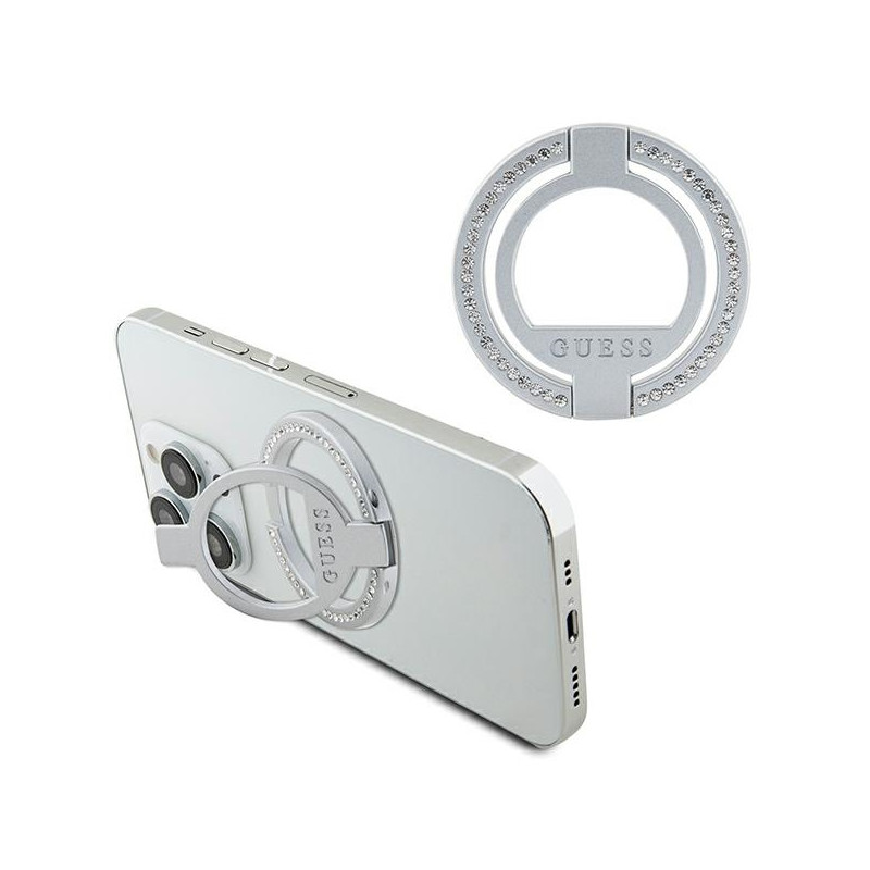 Guess MagSafe Ring Kalnų krištolinis laikiklis – sidabrinis