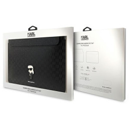 Karl Lagerfeld Saffiano Monogram Ikonik dėklas 14" nešiojamam kompiuteriui - juodas