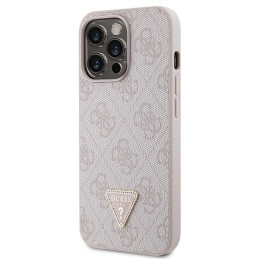 Guess Crossbody 4G metalinis logotipo dėklas, skirtas iPhone 13 Pro / iPhone 13 – rožinis