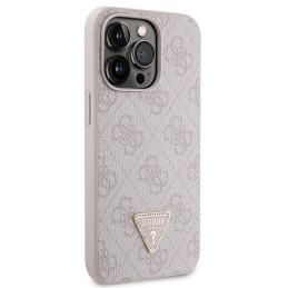 Guess Crossbody 4G metalinis logotipo dėklas, skirtas iPhone 13 Pro / iPhone 13 – rožinis