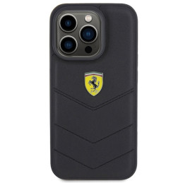 Ferrari Quilted Metal Logo dėklas, skirtas iPhone 15 Pro - juodas