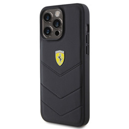 Ferrari Quilted Metal Logo dėklas, skirtas iPhone 15 Pro Max - juodas