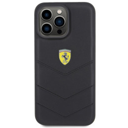 Ferrari Quilted Metal Logo dėklas, skirtas iPhone 15 Pro Max - juodas