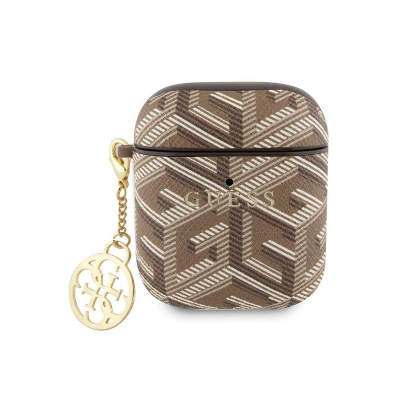 Guess GCube Charm dėklas, skirtas AirPods 1/ 2 – rudas