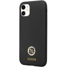 Guess Silicone Logo Strass 4G dėklas, skirtas iPhone 11 / Xr - juodas