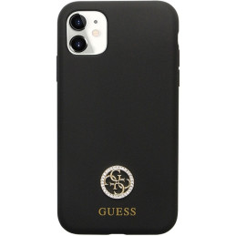 Guess Silicone Logo Strass 4G dėklas, skirtas iPhone 11 / Xr - juodas