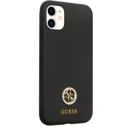 Guess Silicone Logo Strass 4G dėklas, skirtas iPhone 11 / Xr - juodas
