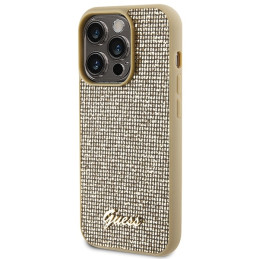 Guess Disco Metal Script dėklas iPhone 15 Pro - auksinis