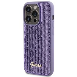 Guess Sequin Script Metalinis dėklas iPhone 15 Pro - violetinis
