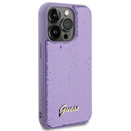 Guess Sequin Script Metalinis dėklas iPhone 15 Pro - violetinis