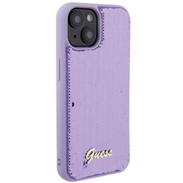 Guess Sequin Script Metalinis dėklas iPhone 15 - violetinis