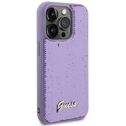 Guess Sequin Script Metalinis dėklas iPhone 15 Pro Max - violetinis