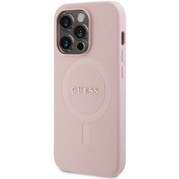 Guess Saffiano MagSafe dėklas iPhone 14 Pro Max - rožinis