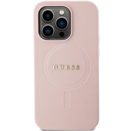 Guess Saffiano MagSafe dėklas iPhone 14 Pro Max - rožinis