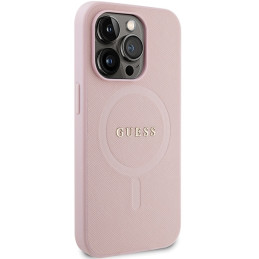Guess Saffiano MagSafe dėklas iPhone 14 Pro Max - rožinis