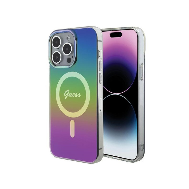 Guess IML Iridescent MagSafe dėklas iPhone 15 Pro - juodas