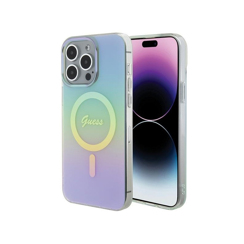 Guess IML Iridescent MagSafe dėklas iPhone 15 Pro - turkis