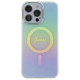 Guess IML Iridescent MagSafe dėklas iPhone 15 Pro - turkis