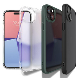 Spigen Ultra Hybrid dėklas iPhone 15 - skaidrus ir matinis