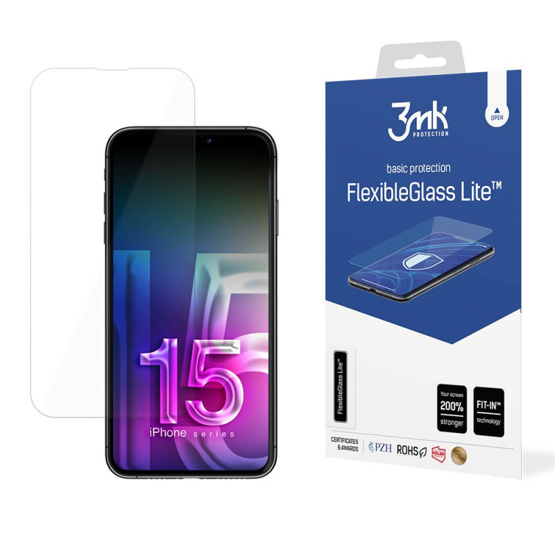 3mk FlexibleGlass Lite™ hibridinis stiklas, skirtas iPhone 15 Pro