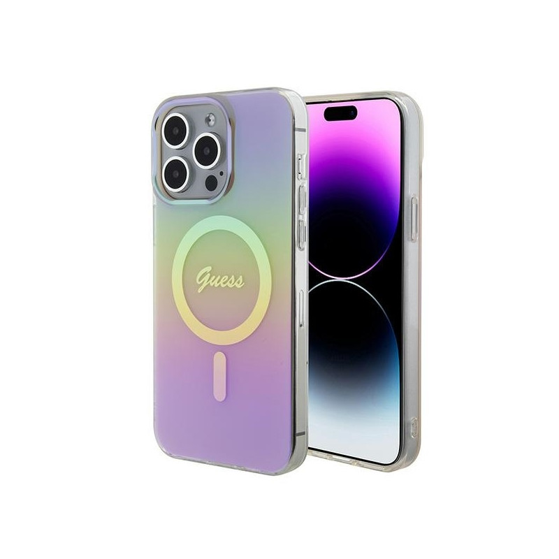 Guess IML Iridescent MagSafe dėklas iPhone 15 Pro Max - rožinis
